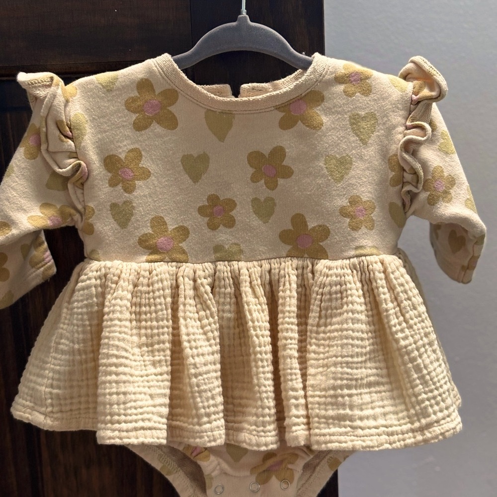 Wild Wawa Floral Baby Dress with Ruffle Sleeves onesie